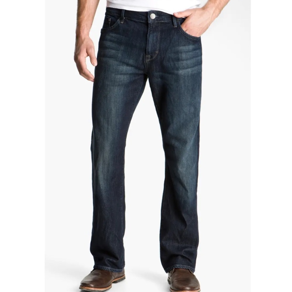 Vintage straight distressed medium-dark wash denim